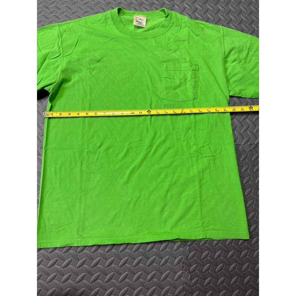 Vintage LL Bean By Russell Athletic Long Sleeve Pocket T-Shirt Green LG USA Made